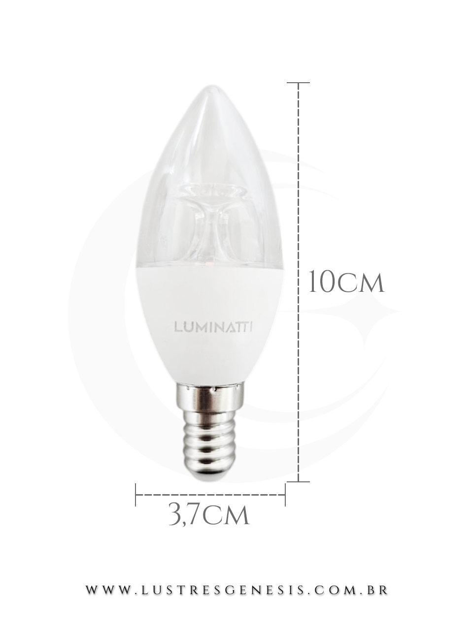 Luminaria LED Vela Lisa Transparente E14 4,5W Branco Quente 2700K Para Lustres Sala de Jantar Quarto Sala de Estar Corredor Lavabo